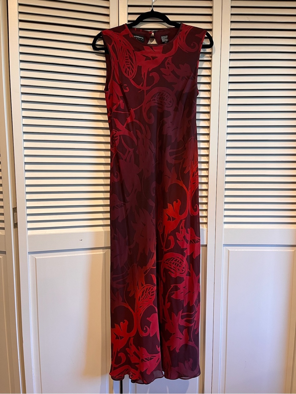 Liz Claiborne Sleeveless Red and Burgundy Floral Maxi Dress